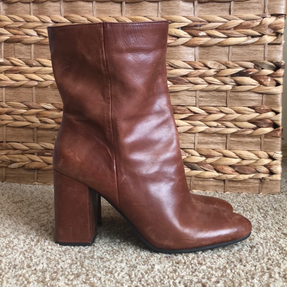Lucky Brand Brown Leather MidCalf Booties